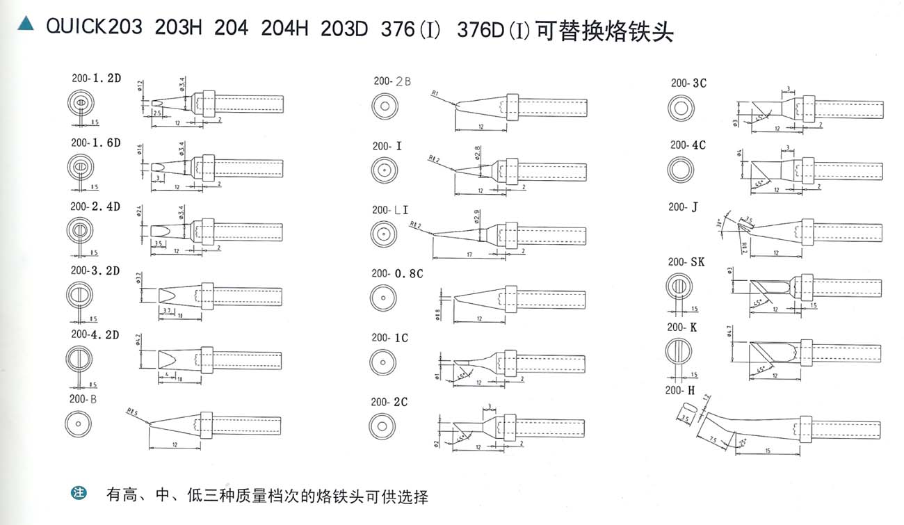 203h烙铁头,203h烙铁头价格,快克烙铁头 快克200烙铁头 QUICK 203H烙铁头