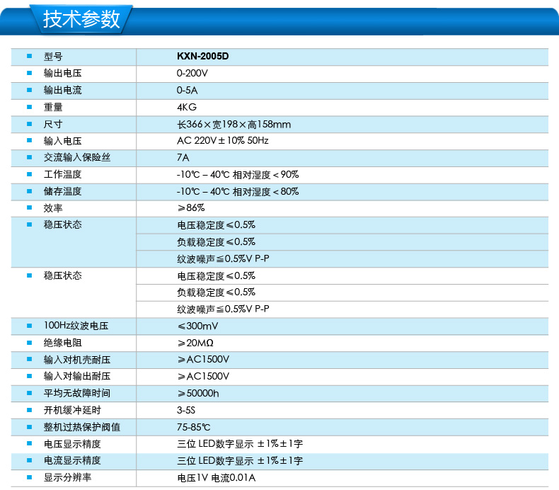 KXN-2005D大功率开关直流稳压电源